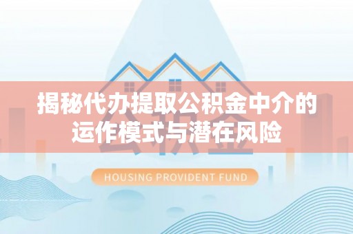 漯河揭秘代办提取公积金中介的运作模式与潜在风险